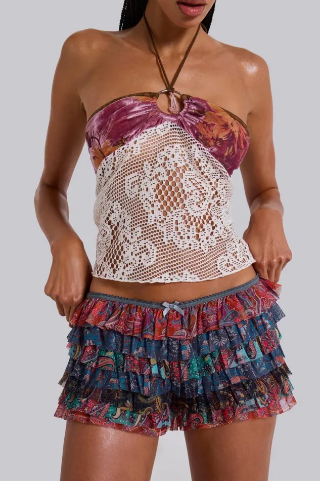 Jaded London Shorts and Jorts Women Paisley Rhea Mesh Bloomer Shorts Mixed Paisley