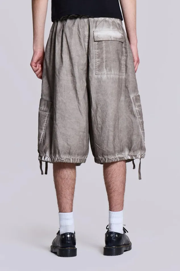 Jaded London Shorts and Jorts Women Stone Oil Wash Parachute Shorts Grey