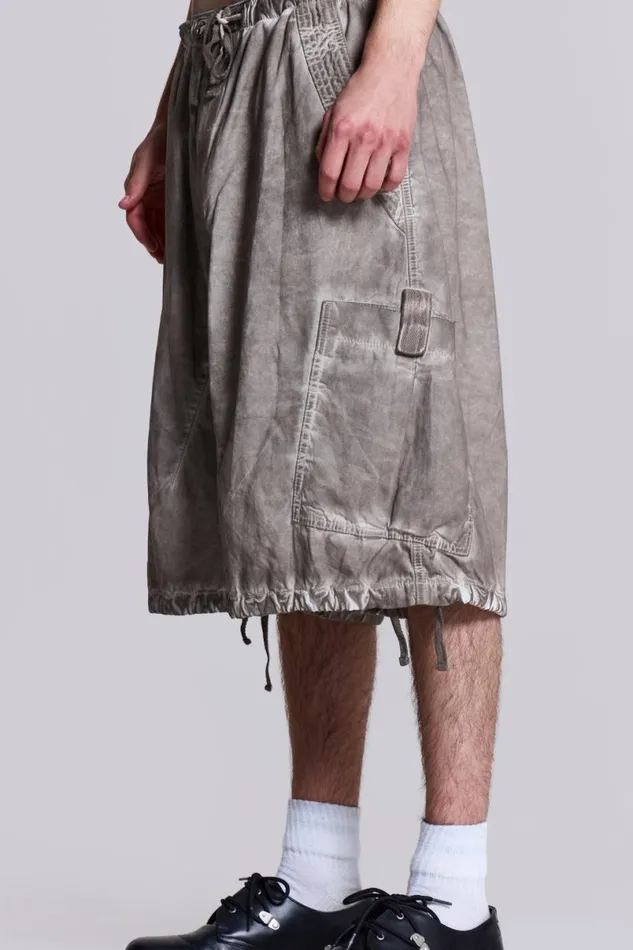 Jaded London Shorts and Jorts Women Stone Oil Wash Parachute Shorts Grey