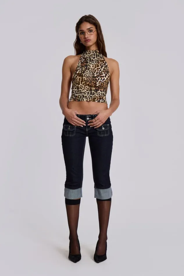 Jaded London Shorts and Jorts Women Zahra Denim Capri Blue