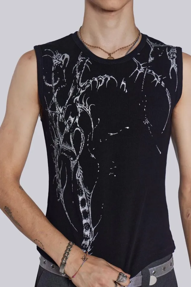 Jaded London TShirts and Vests Men Black Astora Rib Vest Black