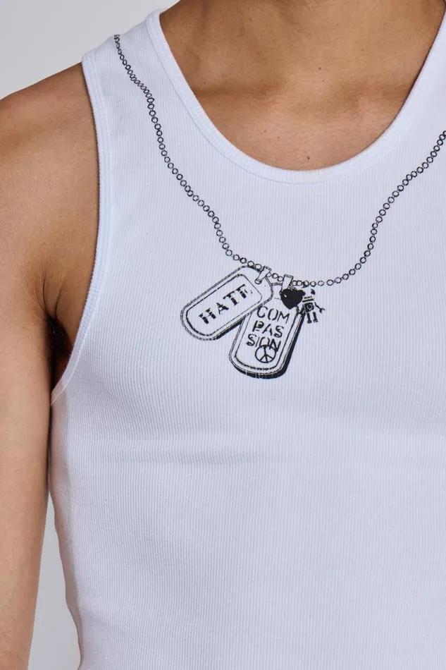 Jaded London TShirts and Vests Men Compassion Tank Top White