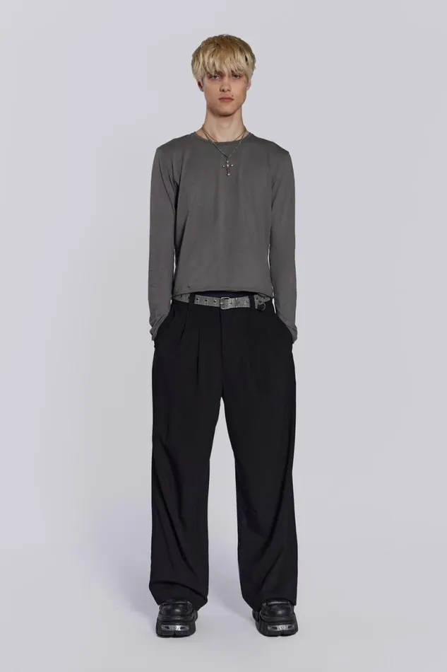 Jaded London TShirts and Vests Men Fade Long Sleeve Grey