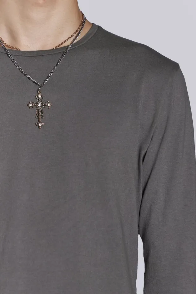 Jaded London TShirts and Vests Men Fade Long Sleeve Grey