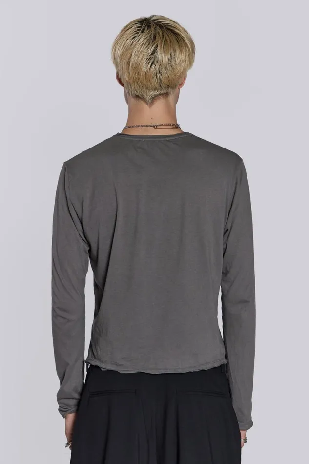 Jaded London TShirts and Vests Men Fade Long Sleeve Grey