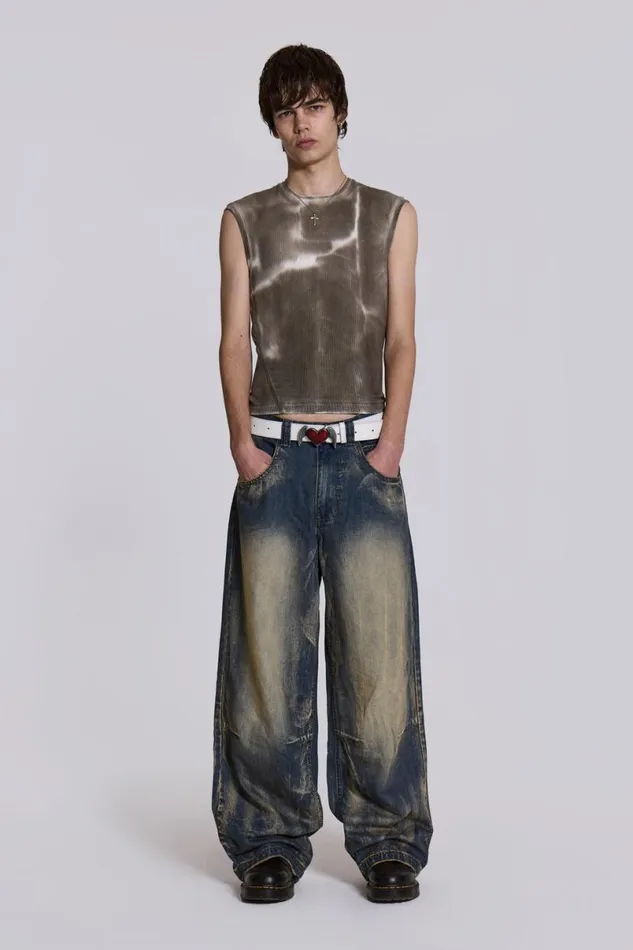 Jaded London TShirts and Vests Men Grey Glare Tank Stone