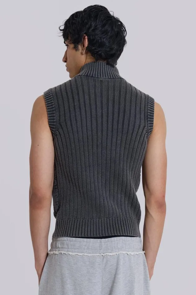 Jaded London TShirts and Vests Men Machina Knit Vest Grey