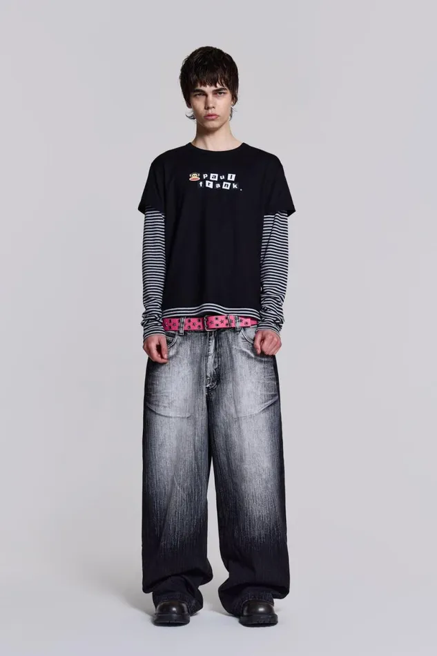 Jaded London TShirts and Vests Men Paul Frank Layer Tee Black