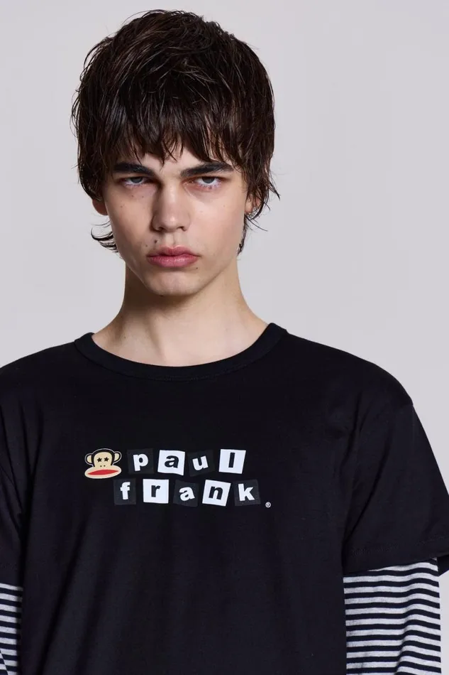 Jaded London TShirts and Vests Men Paul Frank Layer Tee Black