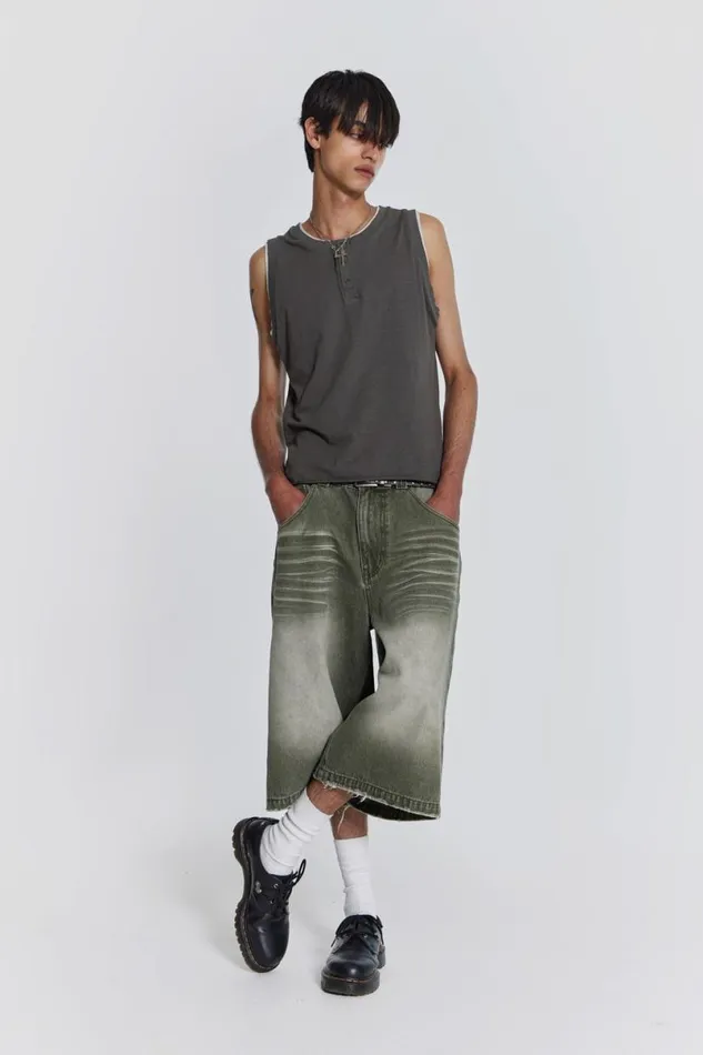 Jaded London TShirts and Vests Men Troupe Layered Tank Khaki