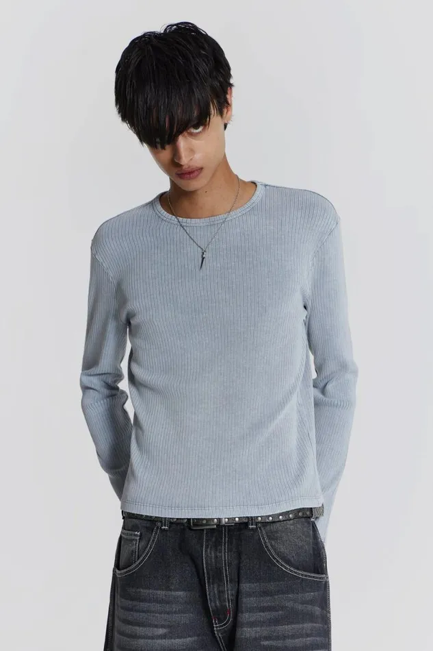 Jaded London TShirts and Vests Men Vapor Long Sleeve Grey