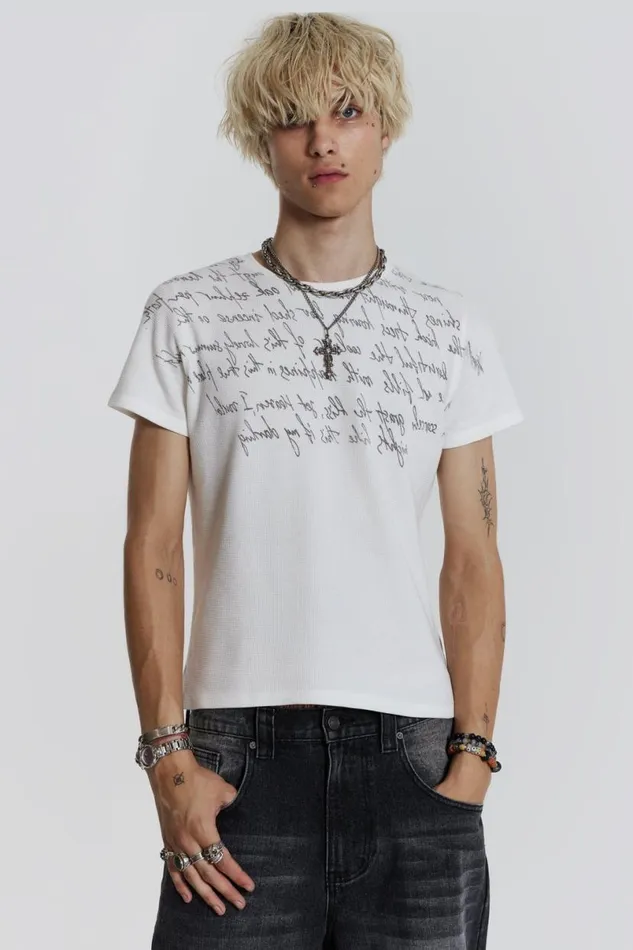 Jaded London TShirts and Vests Men Verse Waffle Tee White