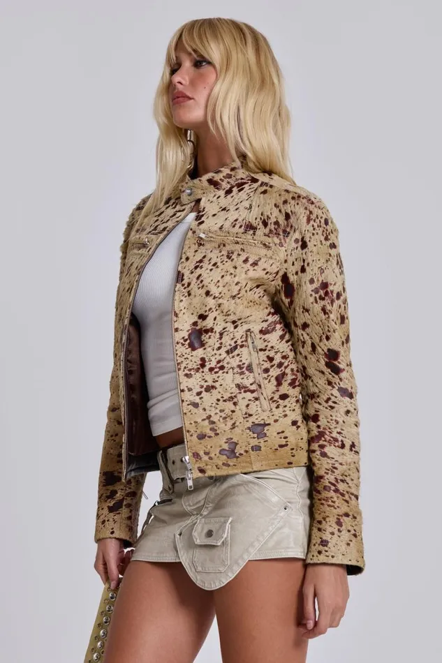 Jaded London Unisex UnisexMen Real Cowhide Piston Jacket Brown