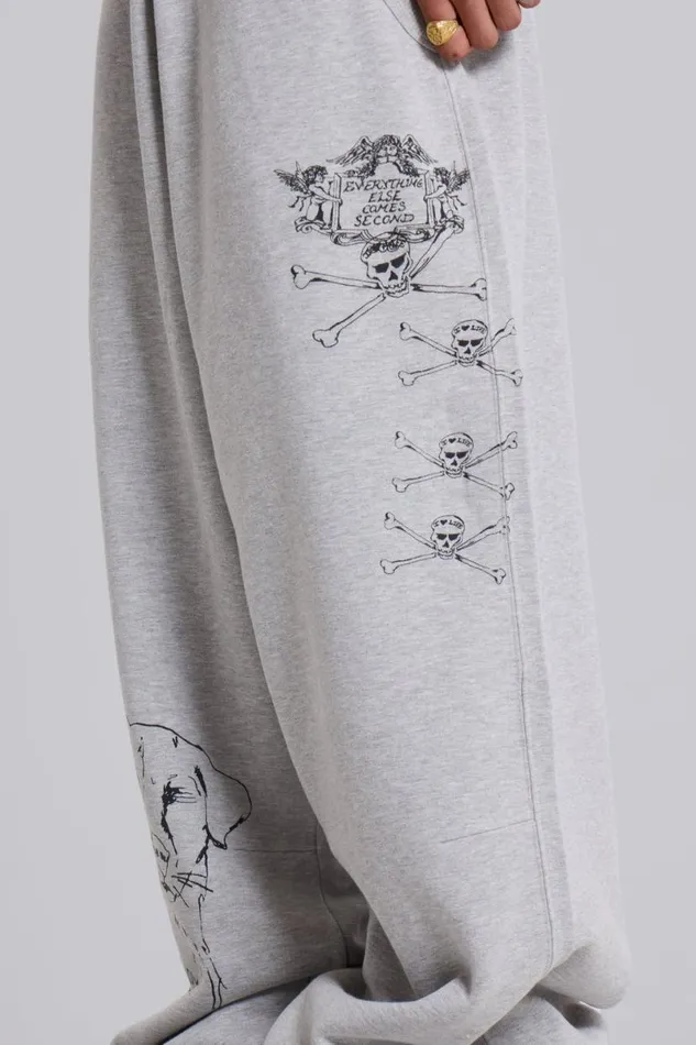 Jaded London Unisex Unisex Scribble Monster Joggers Grey
