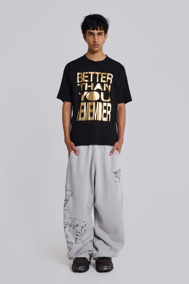 Jaded London Unisex Unisex Scribble Monster Joggers Grey