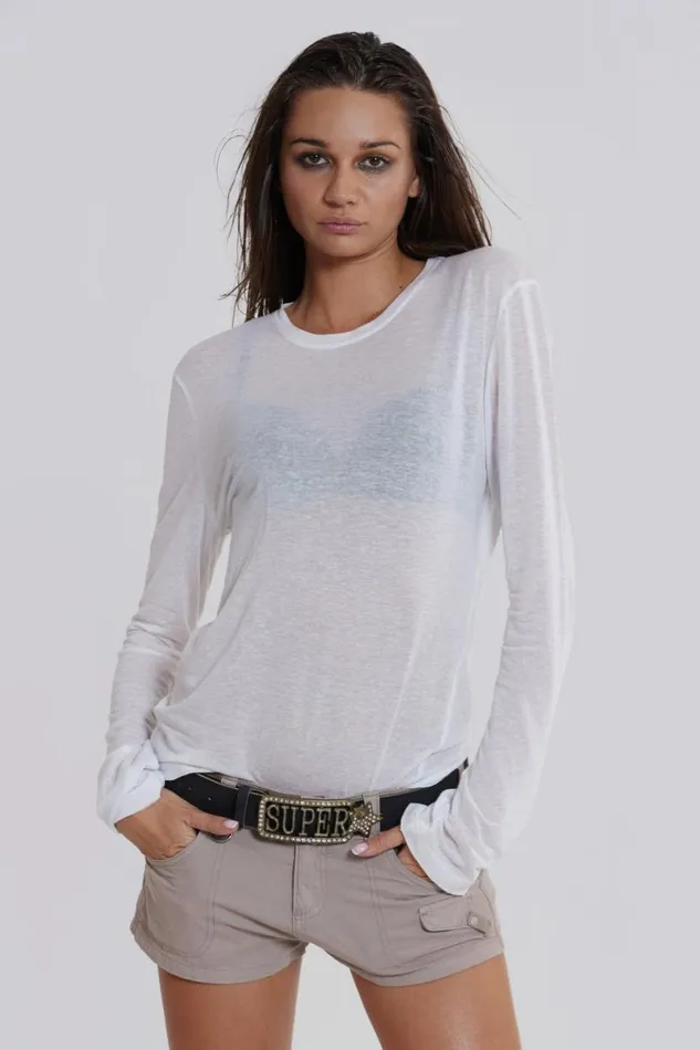 Jaded London Unisex Unisex White Mist Long Sleeve Top White