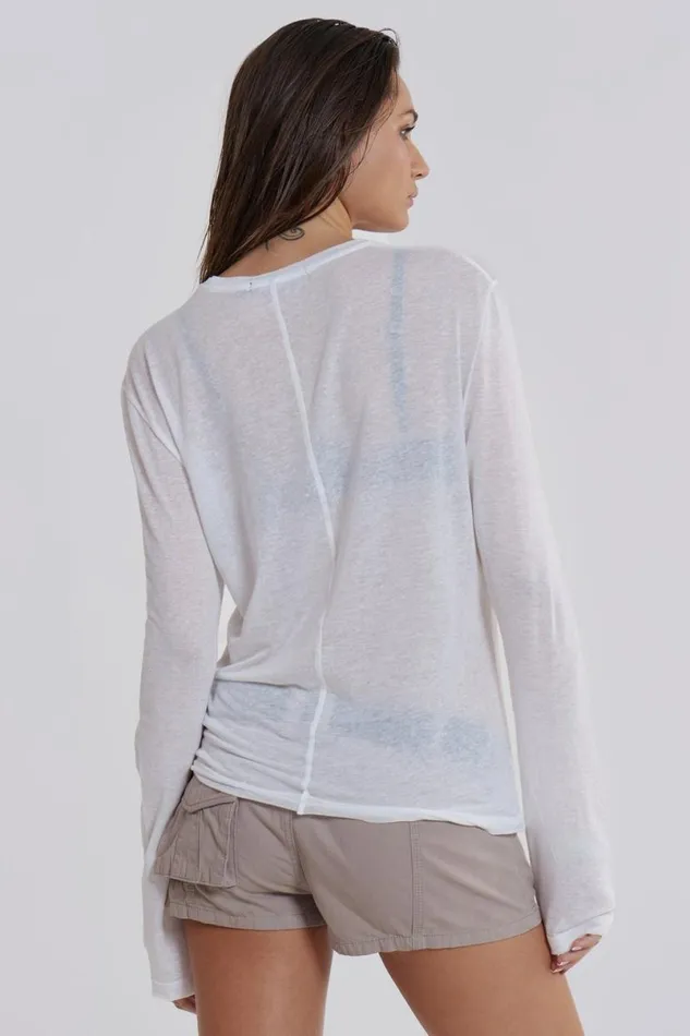 Jaded London Unisex Unisex White Mist Long Sleeve Top White
