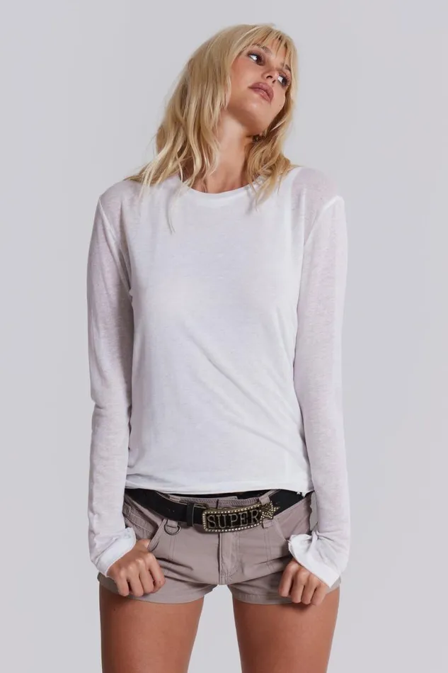 Jaded London Unisex Unisex White Mist Long Sleeve Top White