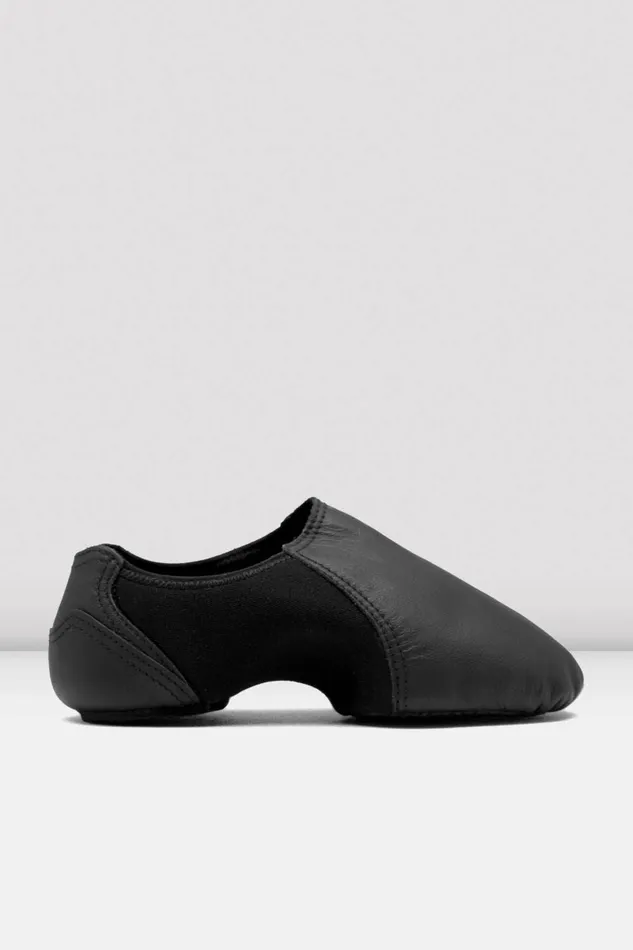 Jazz Children Bloch Childrens Spark Leather and Neoprene Jazz Shoes Black Leather