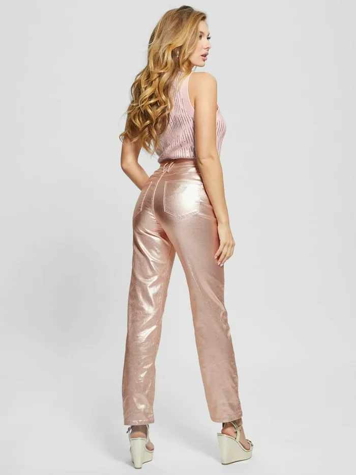 Jeans and Denim 1981 Metallic Straight Jeans Papete Pink 8211 GUESS Women Jeans and Denim 1981 Metallic Straight Jeans Papete Pink 8211 GUESS Women