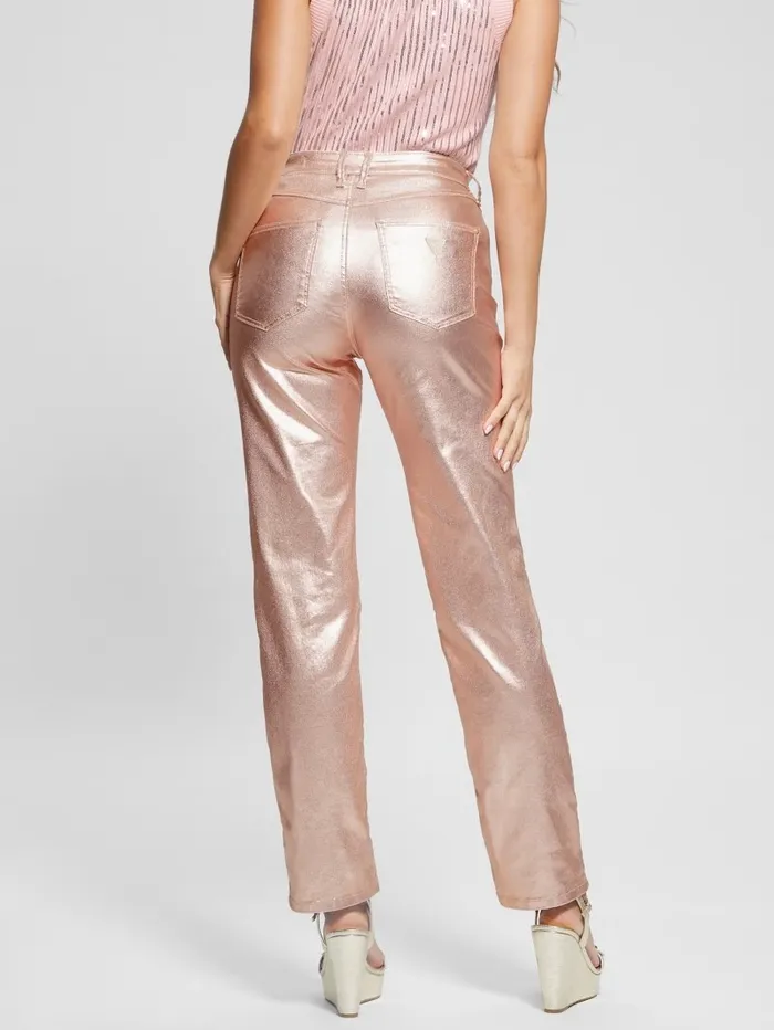 Jeans and Denim 1981 Metallic Straight Jeans Papete Pink 8211 GUESS Women Jeans and Denim 1981 Metallic Straight Jeans Papete Pink 8211 GUESS Women