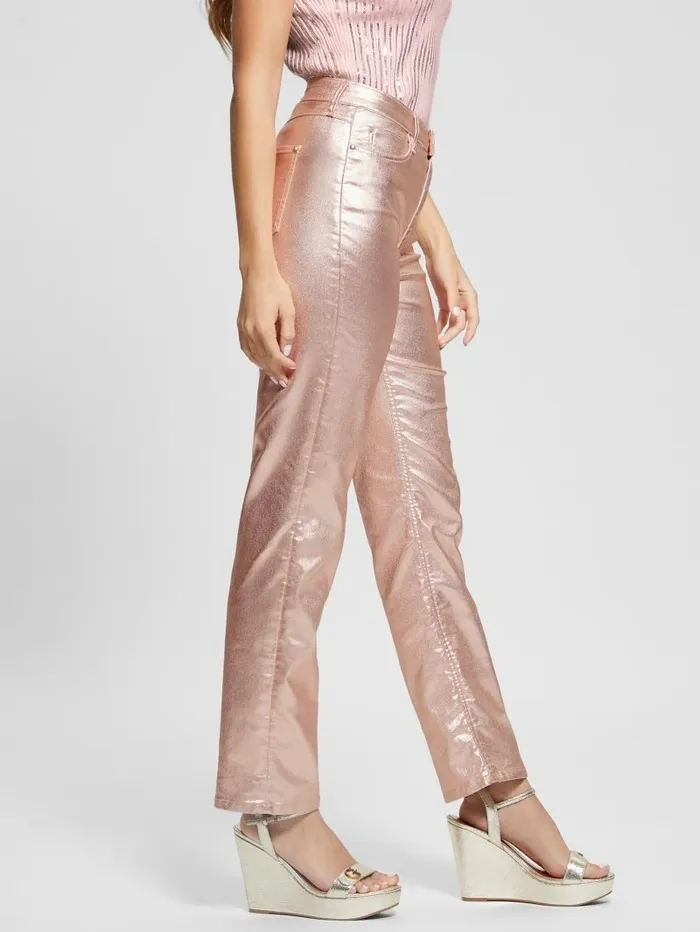 Jeans and Denim 1981 Metallic Straight Jeans Papete Pink 8211 GUESS Women Jeans and Denim 1981 Metallic Straight Jeans Papete Pink 8211 GUESS Women
