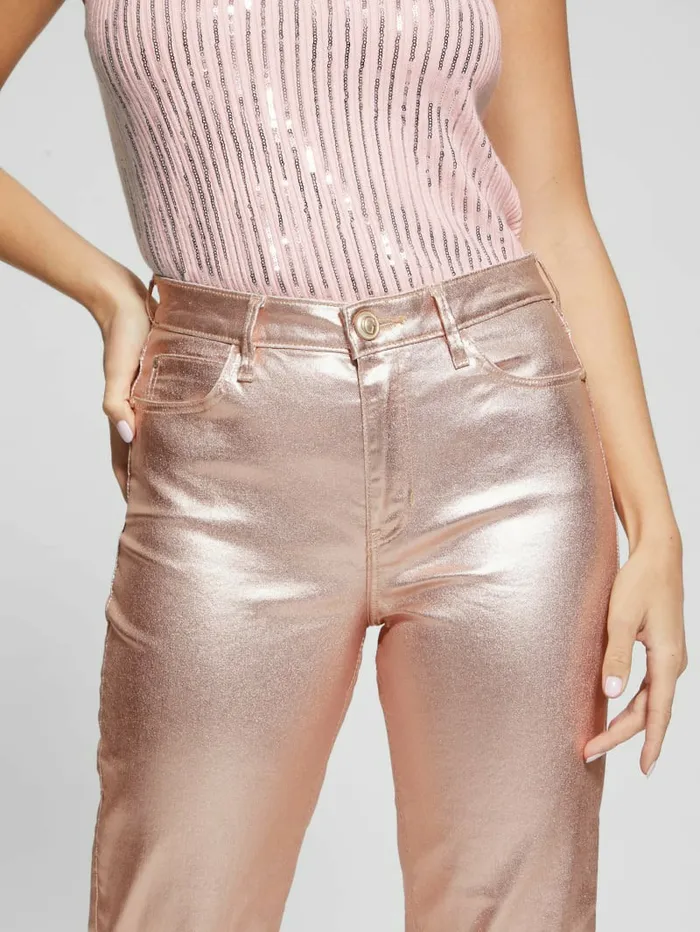 Jeans and Denim 1981 Metallic Straight Jeans Papete Pink 8211 GUESS Women Jeans and Denim 1981 Metallic Straight Jeans Papete Pink 8211 GUESS Women