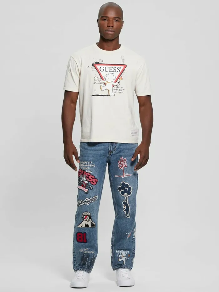 Jeans and Denim Classic Patched Jeans Weathered Stone GUESS Men