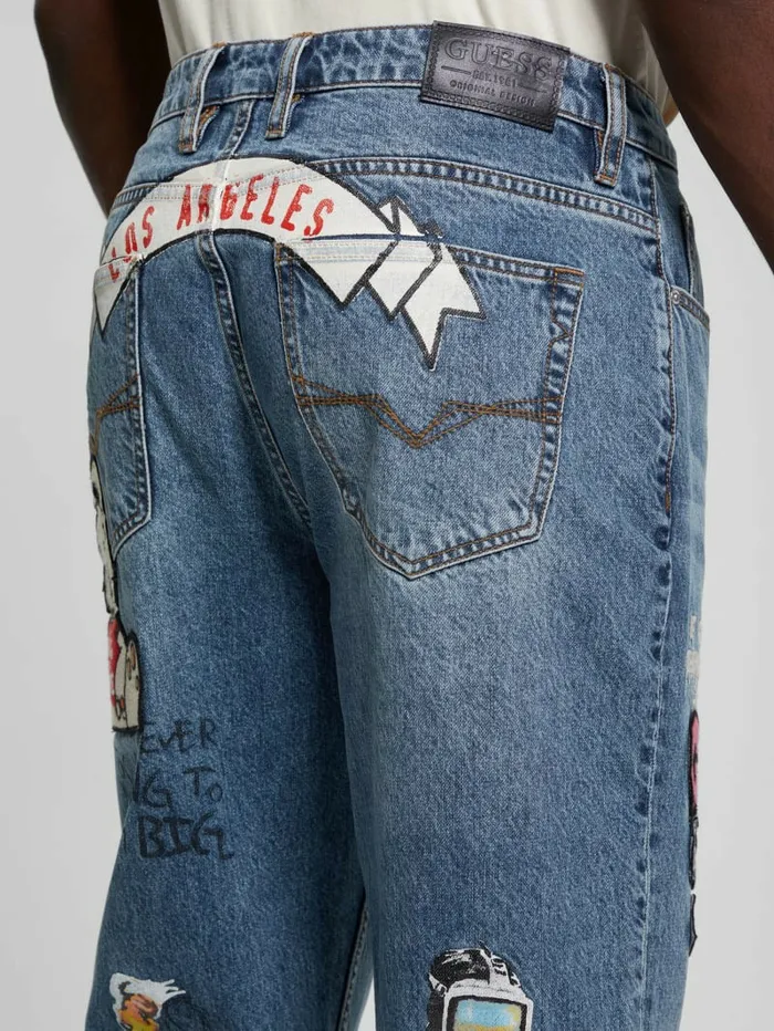 Jeans and Denim Classic Patched Jeans Weathered Stone GUESS Men