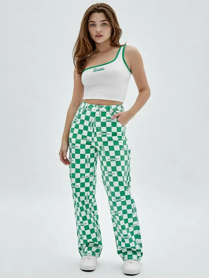 Jeans and Denim GUESS Women GUESS Originals Checkered Carpenter Jeans Matcha Green Multi Jeans and Denim GUESS Women GUESS Originals Checkered Carpenter Jeans Matcha Green Multi