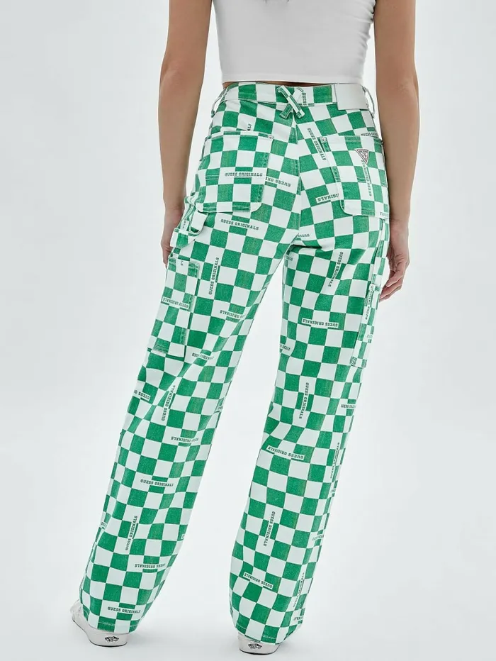 Jeans and Denim GUESS Women GUESS Originals Checkered Carpenter Jeans Matcha Green Multi Jeans and Denim GUESS Women GUESS Originals Checkered Carpenter Jeans Matcha Green Multi