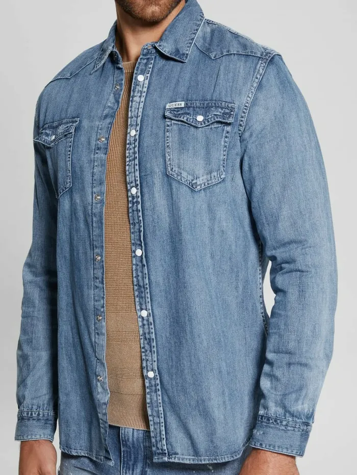 Jeans and Denim Truckee LongSleeve Denim Shirt Palmer 8211 GUESS Men