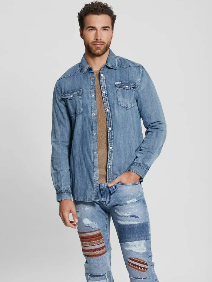 Jeans and Denim Truckee LongSleeve Denim Shirt Palmer 8211 GUESS Men Jeans and Denim Truckee LongSleeve Denim Shirt Palmer 8211 GUESS Men