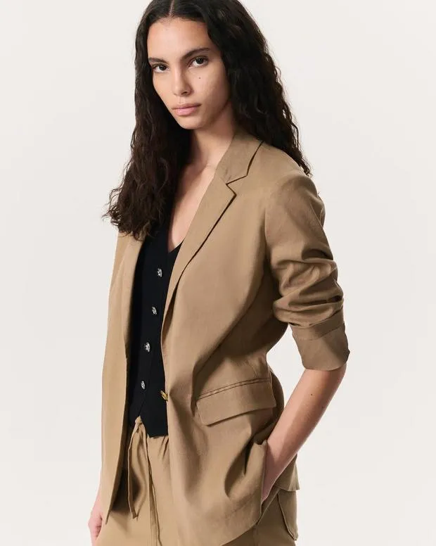 Jennie LinenBlend Blazer Muted Brown Sweaters and Sweatshirts rag and bone Women