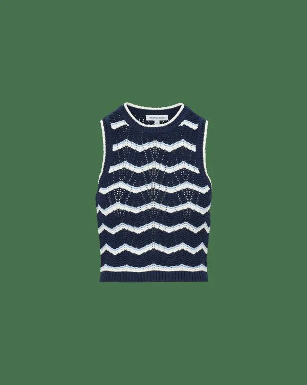 Jerrel Cropped Knit Tank Navyandoffwhiteandbluebell Women Veronica Beard Tops Jerrel Cropped Knit Tank Navyandoffwhiteandbluebell Women Veronica Beard Tops