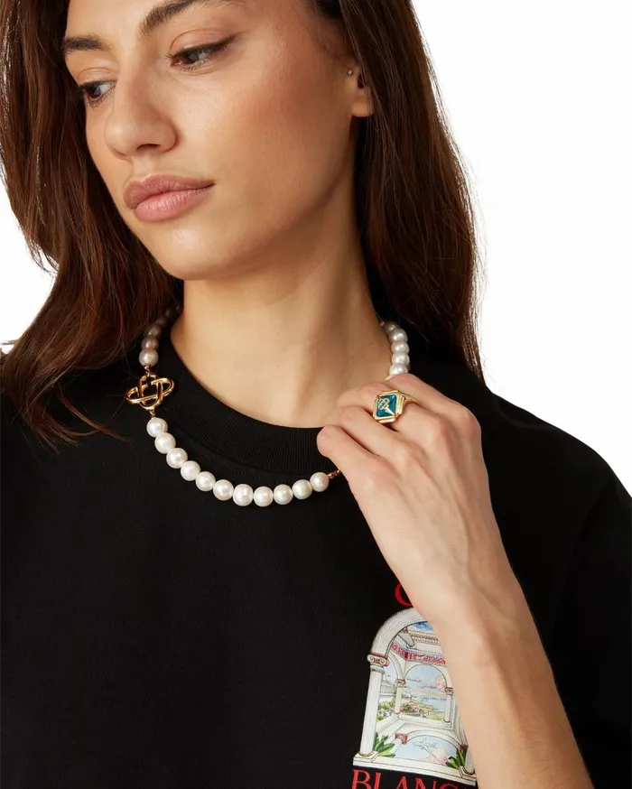 Jewellery MenWomen Casablanca Paris Medium Pearl Logo Necklace