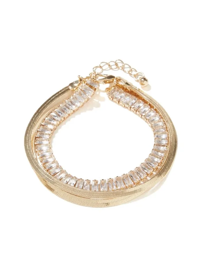 Jewelry Baguette Crystal Layered Bracelet SilverGold 8211 GUESS Women