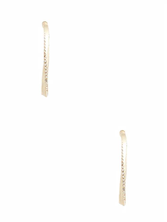 Jewelry GoldPlated Rhinestone Twisted Hoop Earrings Gold GUESS Women