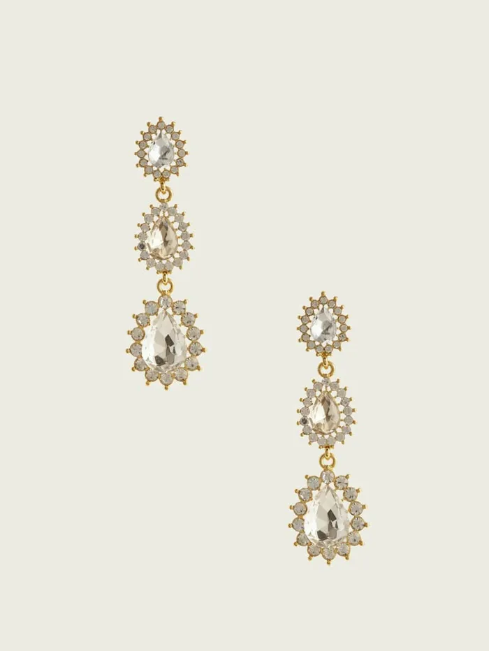 Jewelry GUESS Women 14K Gold Plated Halo Teardrop Drop Earring SilverGold