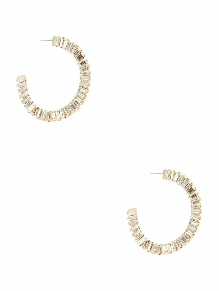 Jewelry Women GUESS Baguette Hoop Earrings Gold