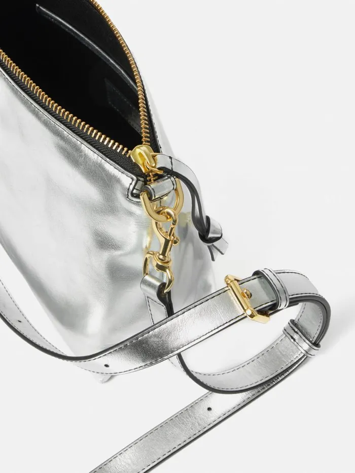 Jigsaw Ava Leather Crossbody Silver Women Bags