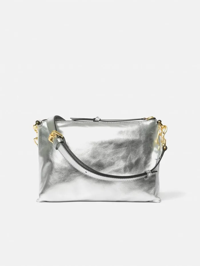 Jigsaw Ava Leather Crossbody Silver Women Bags