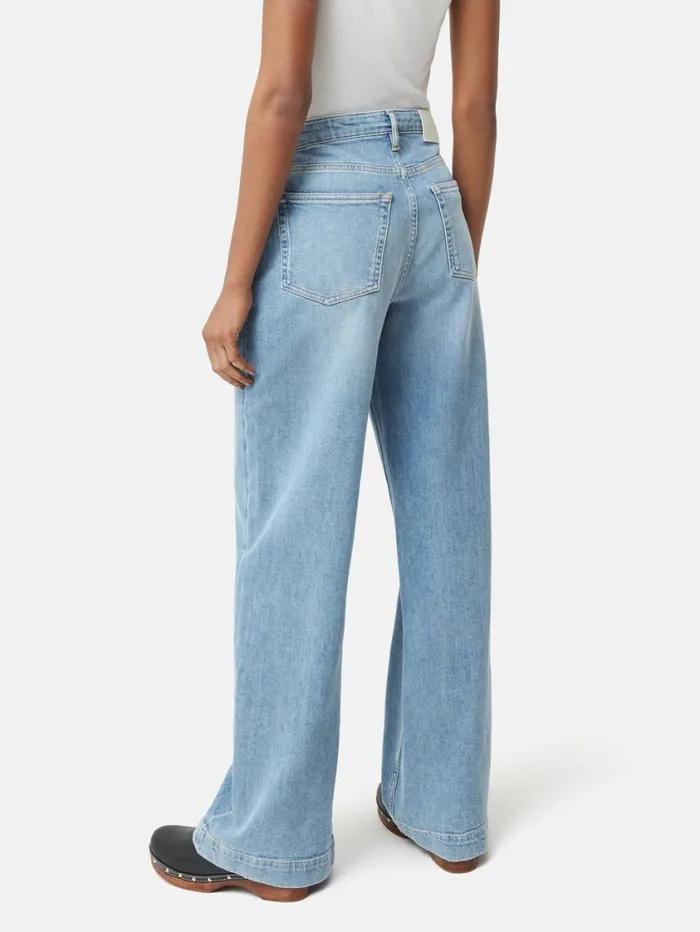 Jigsaw Balfour Long Wide Leg Jean Light Blue Wash Women Trousers