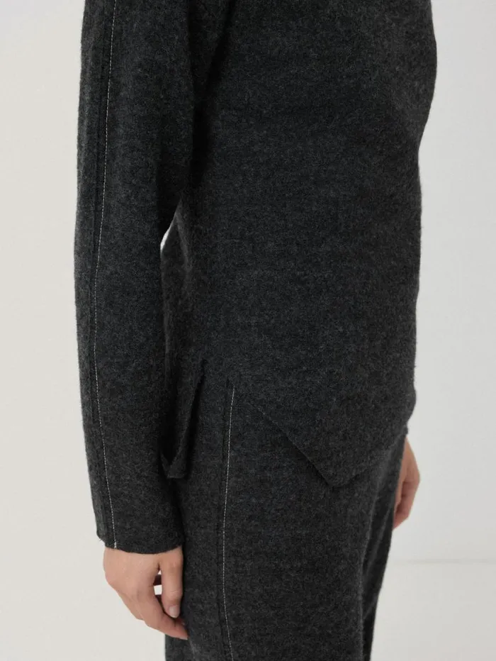 Jigsaw Boiled Wool Blend Batwing Top Dark Grey Women Pyjamas and Loungewear
