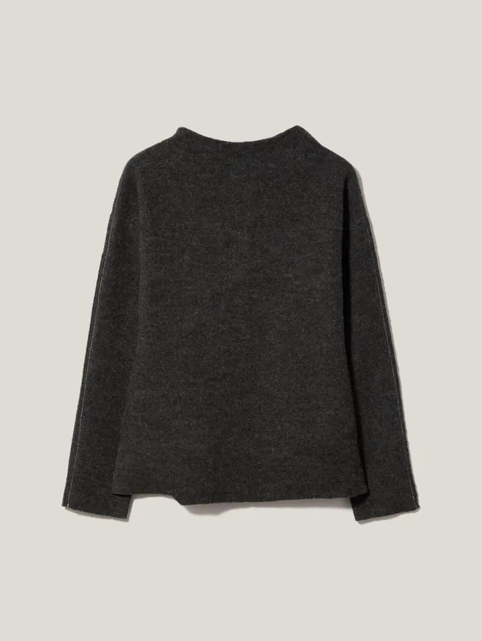 Jigsaw Boiled Wool Blend Batwing Top Dark Grey Women Pyjamas and Loungewear