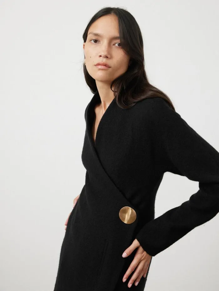 Jigsaw Boiled Wool Blend Disc Dress Black Women Dresses and Jumpsuits