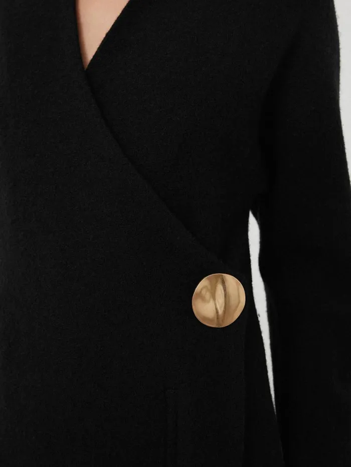 Jigsaw Boiled Wool Blend Disc Dress Black Women Dresses and Jumpsuits