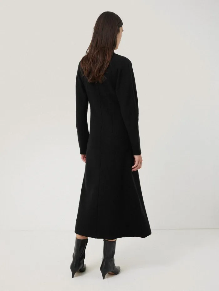 Jigsaw Boiled Wool Blend Disc Dress Black Women Dresses and Jumpsuits