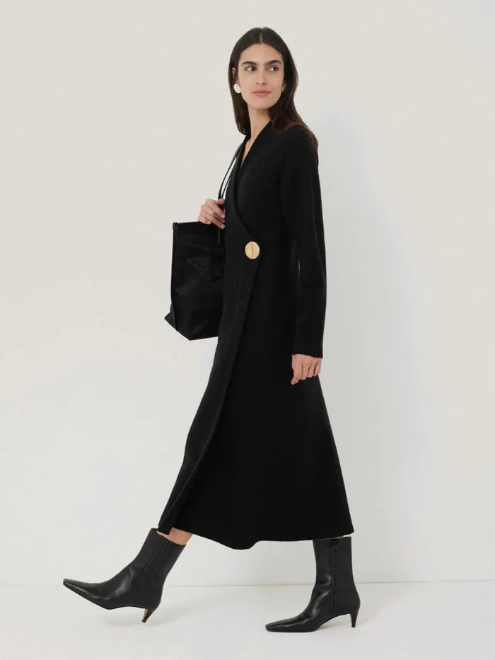 Jigsaw Boiled Wool Blend Disc Dress Black Women Dresses and Jumpsuits