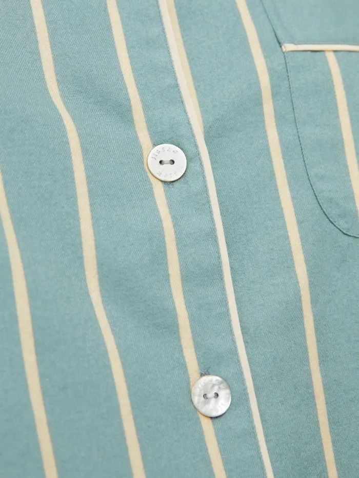 Jigsaw Brushed Twill Stripe Pyjamas Blue Women Pyjamas and Loungewear